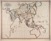 JEHOSHAPHAT ASPIN (active circa 1805-1832), "Asia", antique hand-coloured copper plate engraved map, circa 1822, sight size 36 x 44cm, mounted 51 x 67cm overall.