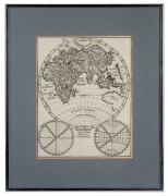HEINRICH SCHERER (1628-1704), "Eastern Hemisphere", antique copper plate engraving, published in 1702, showing Nova Hollandia lower right, only partially described, sight size 24 x 19cm, framed & glazed 38 x 32cm overall.