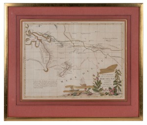 ANTONIO ZATTA (1750-1797), "Nuove Scoperte Fatte Nel, 1765, 67 e 69, Nel Mar Del Sud", antique hand-coloured copper plate engraved map of the South Pacific, circa 1776, showing Captain Cook's discoveries in New Zealand and the East Coast of Australia, sight size 32 x 42cm, framed & glazed 48 x 57cm overall.