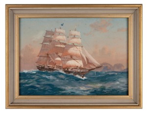 JOHN CHARLES ALLCOT (1888-1973) (attributed), The Joseph Conrad Off Lord Howe, gouache on paper, titled lower right and inscribed verso, 26 x 37cm, 35 x 46cm overall.