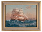 JOHN CHARLES ALLCOT (1888-1973) (attributed), The Joseph Conrad Off Lord Howe, gouache on paper, titled lower right and inscribed verso, 26 x 37cm, 35 x 46cm overall. - 2