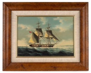 SALVATORE COLACICCO (1935 - ), (tall ship under British flag), oil on board, signed lower left "Salvatore Colacicco", 25 x 36cm, 44 x 54cm overall.