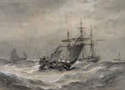 WALTER WILLIAM MAY (1831-1896), (tall ships and sailing boats), watercolour, signed lower right "W. W. May", 20 x 27cm, 40 x 46cm overall.