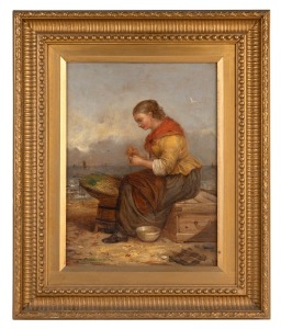 ALEXANDER LEGGETT (1828-1884), (baiting the long line), oil on board, signed lower left "A. L.", 30 x 22cm, 45 x 37cm overall.
