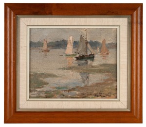 J. ETHERINGTON BARTHOLOMEW, (yachting scene), oil on canvas laid down on board, signed lower left "J. Etherington Bartholomew", 18.5 x 23cm, 32 x 36cm overall.