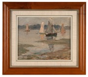 J. ETHERINGTON BARTHOLOMEW, (yachting scene), oil on canvas laid down on board, signed lower left "J. Etherington Bartholomew", 18.5 x 23cm, 32 x 36cm overall.