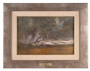 JOHN DOWNTON (1939 - ), Softly Serene, Curalo Lagoon, New South Wales, oil on canvas board, signed lower right "Downton", 20 x 30cm, 34 x 44cm overall.
