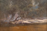 JOHN DOWNTON (1939 - ), Softly Serene, Curalo Lagoon, New South Wales, oil on canvas board, signed lower right "Downton", 20 x 30cm, 34 x 44cm overall. - 2