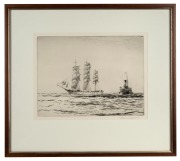 NORMAN WILKINSON (1878-1971), A Deepwaterman, dry point etching, limited edition of 100, signed lower right "Norman Wilkinson", 24 x 32cm, 43 x 48cm overall. - 2