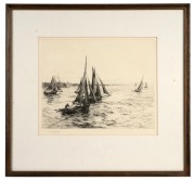 WILLIAM WYLLIE (1851-1931), (fishing boats, Portsmouth), dry point etching, signed in pencil lower left "W. L. Wyllie", 21 x 26cm, 38 x 40cm overall. - 2