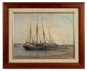J. ETHERINGTON BARTHOLOMEW, (fishing boats), oil on canvas board, signed and dated lower left "J. Etherington Bartholomew, 1912", 22 x 31cm, 33 x 42cm overall.