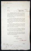 A two-page printed document dated 10 Feb'y 1845, completed in manuscript and signed by Superintendent Charles Joseph LATROBE. addressed to the Chairman of the Bench of Magistrates at Alberton, conveying details of salaries of the local constables, and not