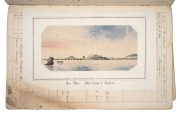 THE LOGBOOK OF THE H.M.S. AMETHYST (1844-1869): Ship's log kept by a G.R. Thornhill (midshipman), including ship's plan, eight illustrations (all but one in watercolour), and nine hand-rendered maps (South East Asia, Australia, Tasmania, South America); l - 2