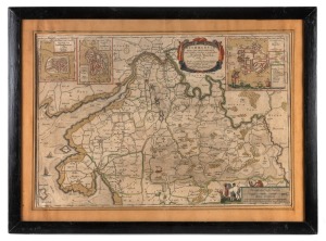 DITHMARSCHEN, antique German hand-coloured copper plate engraved map of the historic region of Schleswig-Holstein, 17th century, sight size 40 x 59cm, framed & glazed 52 x 72cm overall.