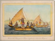 Four antique hand-coloured French engravings, including Melanesia, Timor, Hawaii and The Caroline Islands, circa 1835, sight size 12 x 16cm, mounted 21.5 x 26cm overall.