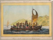 Four antique hand-coloured French engravings, including Melanesia, Timor, Hawaii and The Caroline Islands, circa 1835, sight size 12 x 16cm, mounted 21.5 x 26cm overall. - 2