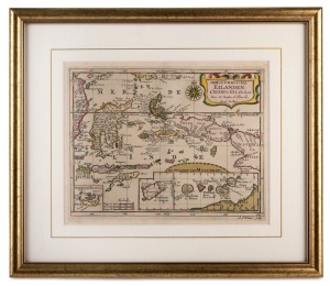 NICOLAS SANSON (1600-1667), two antique hand-coloured copper plate engraved maps of the Spice Islands and The Dutch East Indies, titled "LES ISLES, MOLUQUES" and "DEMO LUKKISCHE EILANDEN...", mid 17th century, the larger sight size 21 x 26cm, framed & glazed 34 x 39cm overall.