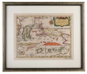 NICOLAS SANSON (1600-1667), two antique hand-coloured copper plate engraved maps of the Spice Islands and The Dutch East Indies, titled "LES ISLES, MOLUQUES" and "DEMO LUKKISCHE EILANDEN...", mid 17th century, the larger sight size 21 x 26cm, framed & gla - 2