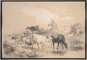 THOMAS SIDNEY COOPER (1803-1901), group of ten farmyard tinted lithographs from the 1839 publication "Groups Of Cattle Drawn From Nature", sight size 32 x 46cm, mounted 47.5 x 61.5cm overall. - 2