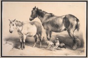 THOMAS SIDNEY COOPER (1803-1901), group of ten farmyard tinted lithographs from the 1839 publication "Groups Of Cattle Drawn From Nature", sight size 32 x 46cm, mounted 47.5 x 61.5cm overall. - 4