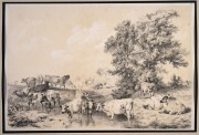THOMAS SIDNEY COOPER (1803-1901), group of ten farmyard tinted lithographs from the 1839 publication "Groups Of Cattle Drawn From Nature", sight size 32 x 46cm, mounted 47.5 x 61.5cm overall. - 8