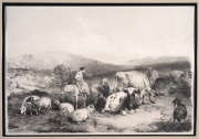 THOMAS SIDNEY COOPER (1803-1901), group of ten farmyard tinted lithographs from the 1839 publication "Groups Of Cattle Drawn From Nature", sight size 32 x 46cm, mounted 47.5 x 61.5cm overall. - 9