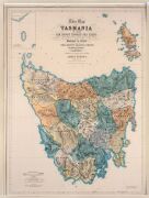 JAMES SPRENT (1808-1863), "Tasmania", antique hand-coloured lithographic map, circa 1859, sight size 80 x 61cm, mounted 97 x 77cm overall.