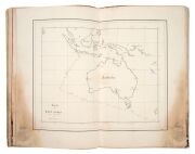 THE LOGBOOK OF THE H.M.S. AMETHYST (1844-1869): Ship's log kept by a G.R. Thornhill (midshipman), including ship's plan, eight illustrations (all but one in watercolour), and nine hand-rendered maps (South East Asia, Australia, Tasmania, South America); l - 4