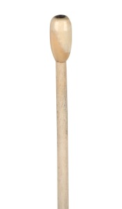 A whalebone walking stick with baleen ferrule, whale's tooth top inset with paua shell, ​​​​​​​79cm high.