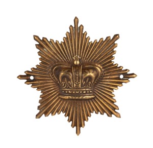 Convict period officer's kepi badge with Queen Victoria crown decoration, appears to be unissued, 19th century, ​​​​​​​8cm high.