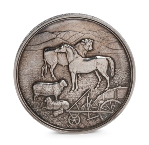The Royal Agricultural And Horticultural Society Of South Australia, (1904), award medal in silver (70mm), by J.S.& A.B. Wyon, edge inscribed, "AWARDED TO CANOWIE PASTORAL CO. for SUFFOLK PUNCH ENTIRE (OVER 2 YEARS) SEPT. 1904". Extremely fine.
