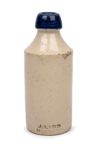 JOSEPH LADD early South Australian pottery bottle, circa 1849-1883, impressed "J. LADD, ADELAIDE & PORT, Grosvenor 27 Glasgow", 17cm high.