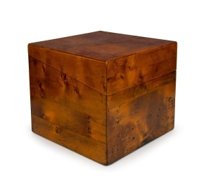 ANDREW LENAHAN of Sydney rare antique Colonial Australian solid birdseye huon pine cellarette, interior fitted with bottle apertures and sliding rack for glasses, circa 1865, bearing impressed stamp "A. LENAHAN", 35.5cm high, 40cm wide, 40cm deep.
