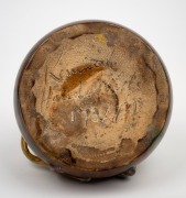 REMUED pottery jug with applied grapes and branch handle, incised "Remued Hand Made 173 LM", ​​​​​​​11cm high, 18cm wide. - 3