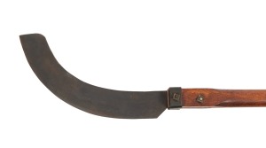Whaler's flensing blade on jarrah shaft, Cheynes Beach Whaling Company, Western Australia, 20th century, the blade stamped "A. A. F." (Anders Abrahamsen Fevang, Norwegian flense maker), 185cm overall.