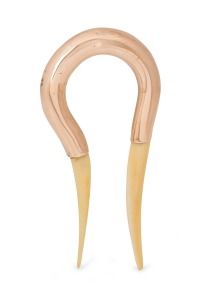 TUCKER & MURPHY of Adelaide, rare antique 9ct rose gold and bone hair slide, circa 1875, stamped "T. & M., 9c" with kangaroo mark, 9cm long, 8 grams total.