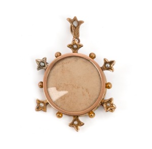 ARONSON of Melbourne antique 9ct gold photo pendant brooch, 19th/20th century, ​​​​​​​4.5cm high, 6.2 grams total.