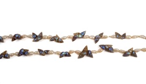 Tasmanian mariner shell bead and freshwater pearl necklace with silver clasp, 20th century, 41cm long.