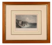 A pair of framed SKINNER PROUT antique coloured etchings, titled "Sydney Heads" and "Port Philip Bay"; together with a framed NICHOLAS CHEVALIER facsimile etching, titled "Melbourne From The Yarra", 19th and 20th century, (3 items), the largest 35 x 40cm 