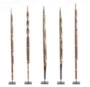 TIWI islands spear tips. Group of five with painted ocre decoration. 89cm to 93cm each&nbsp;