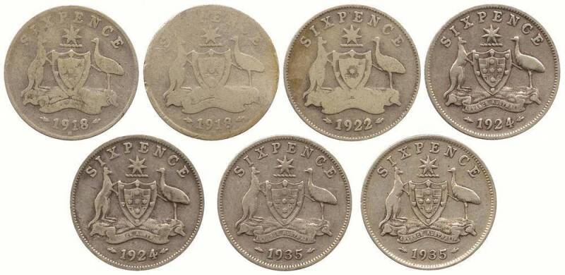 Sixpence; Good range of dates from 1910 onwards, x400, a few post 1946, vast majority KGV. Mixed grades.