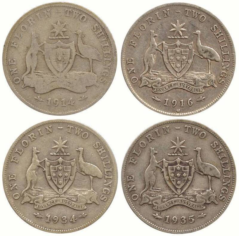Two Shillings; Pre 1945 x154, range of different dates, majority KGV. Mixed grades.