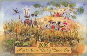 BABYSETS: 2005 & 2007 (The Magic Pudding). Each year with the proof and Unc. sets plus 50c Baby Memento (2). Cat. $800+.