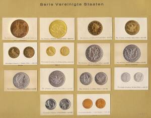 CIGARETTE & TRADE CARDS: "Greiling Munz Sammlung" 1929 album containing the complete set of 641 cards issued by the Greiling Cigarette Company (Dresden) depicting Coins of the World (obverses & reverses) in gold, silver & bronze relief.