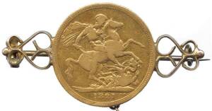 Great Britain: 1821 George III sovereign, St. George reverse. Mounted as a brooch.