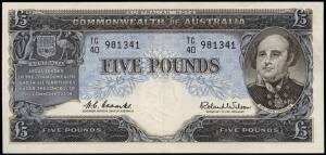 1960-66 (R.50) £5 Coombs/Wilson, Reserve Bank, consecutive pair, TC/40 981341 - 342. EF+ & aUnc., note "341" flattened centre fold. (2).