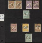 Small 'OS' group: 3rd Wmk, 2d (3 incl. an inverted wmk), 2&frac12;d, 3d (2 incl. an inverted wmk), &nbsp;6d ultra. (6 incl. a MH), 9d (4 incl. a pair), 1/- (2), 2/- brown, 2/- maroon (2), 5/-, 10/- (CTO with variety) and 6d chestnut (2); Sm. Mult., 6d (2), 9d (2), 1/ - 2
