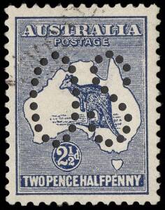1st Wmk. used group punctured Large 'OS'; &frac12;d (4), 1d (3), 2d (3), 2&frac12;d, 3d, 4d (3), 5d (2), 6d (2), 9d, 1/- (2), 2/- and 5/-. Mixed condition, the 2&frac12;d superb used, high cat. value. (24)
