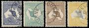 CTO group; 2&frac12;d indigo*, 1/- blue-green, inverted wmk(*), 2/- brown** and 5/- grey & yellow(*).&nbsp;