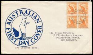 Good range with plain and covers by a variety of manufacturers. With registered (35+), PMG covers, overseas destinations, Stamp Exhibitions (21 incl. 10 reg.) and commemoratives. Noted 1938(Sept.28) Qld. Philatelic Soc. Exhibition reg. cover with KGVI 3d 